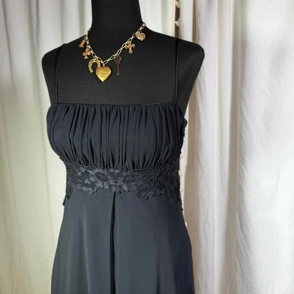 Liz Claiborne Black Chiffon Midi Dress – Women's XS/S - Picture 2 of 8